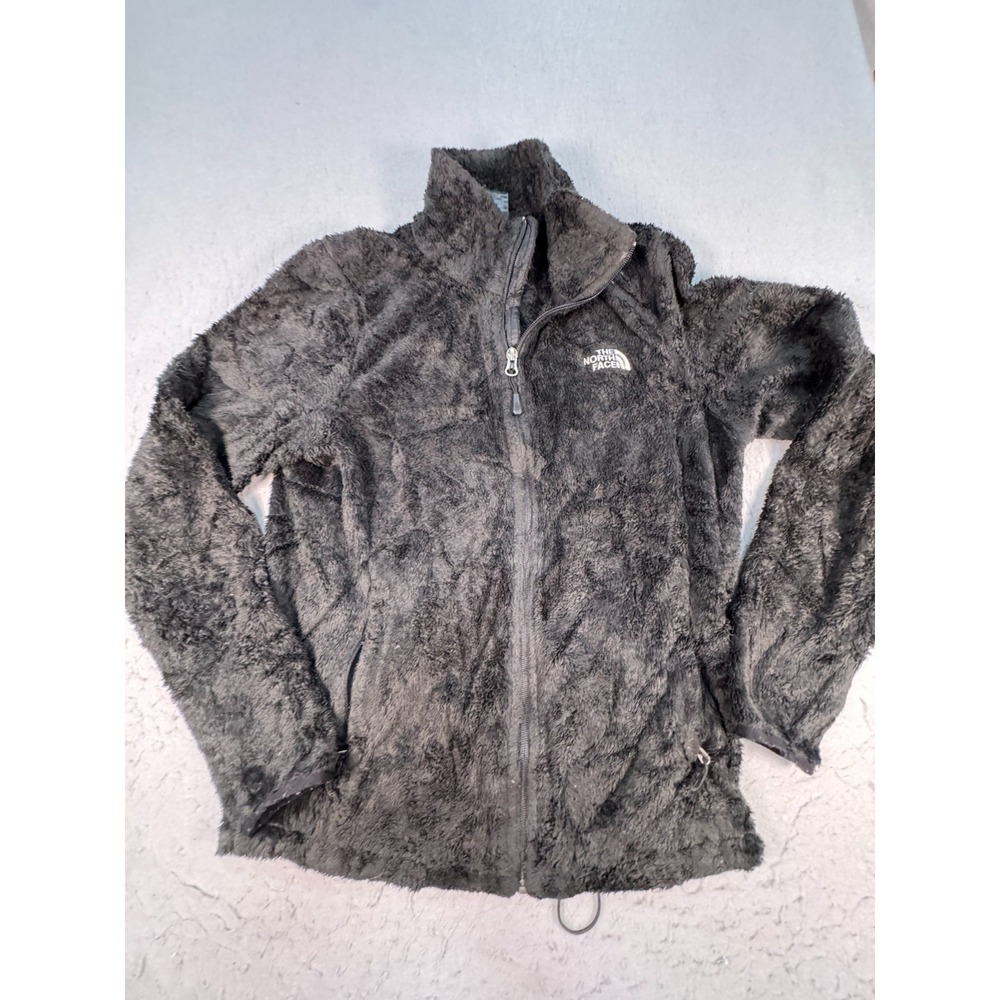 The North Face Osito Sherpa Jacket Womens Medium Black Logo Full Zip Outdoor